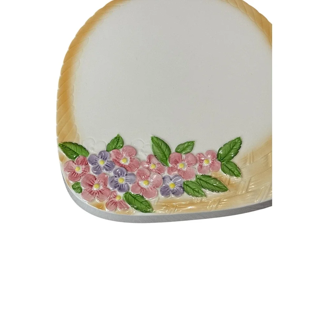 Vintage Cheese Knife Stainless Steel‎ Handle Floral Basket Platter Lord & Taylor